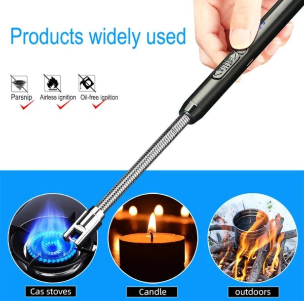 Arc Lighter With Usb Charging,flameless Windproof,led Battery Display,safety Switch | Rotate 360 Degrees